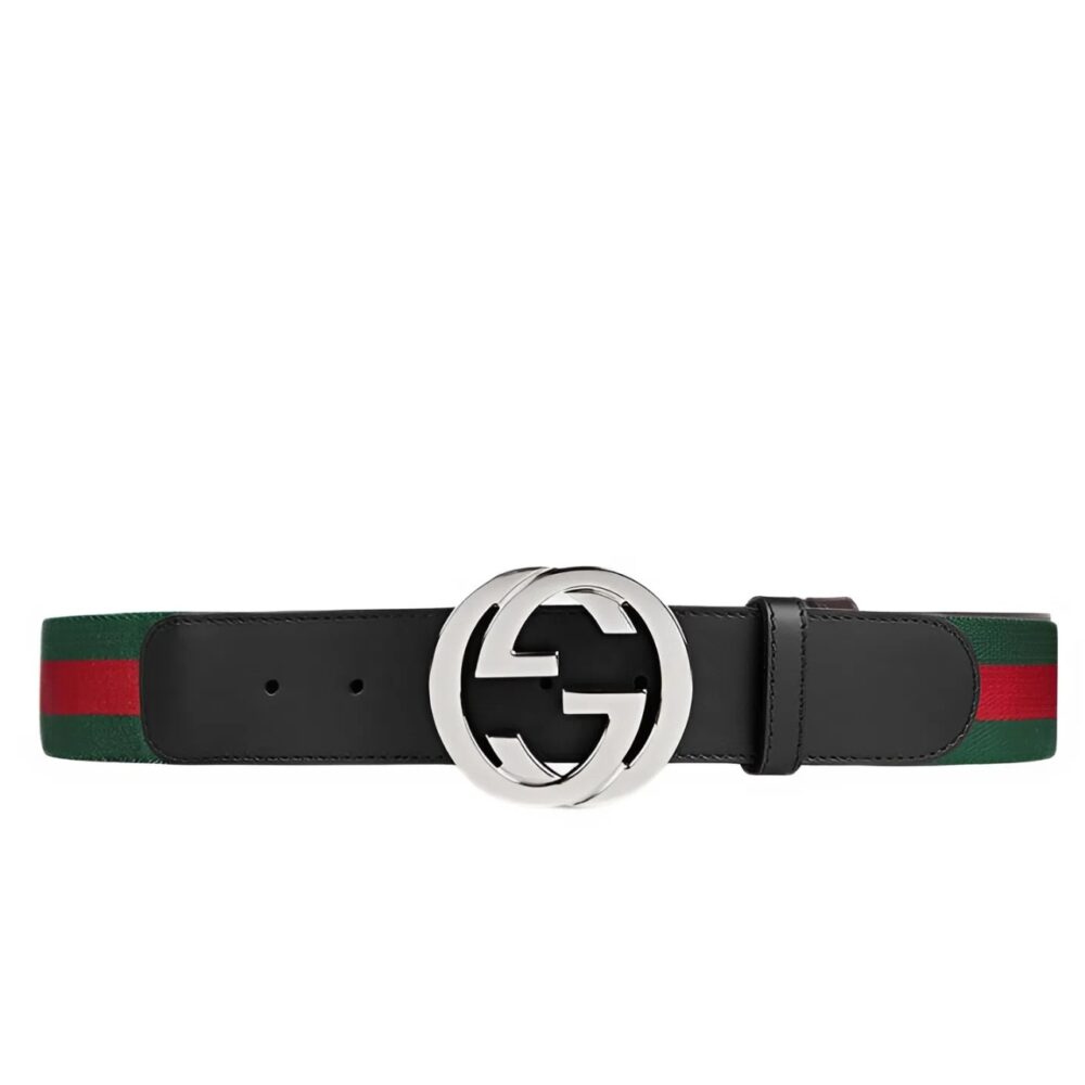 GUCCI INTERLOCKING MEN BELT BLACK 411924 H917N 1060