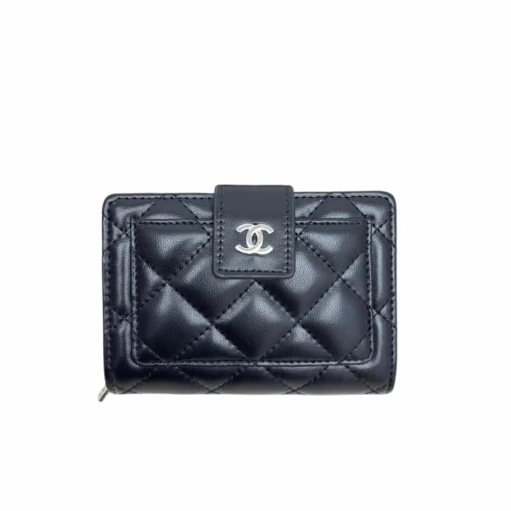 CHANEL CC LEATHER WALLET BLACK 13.5CM