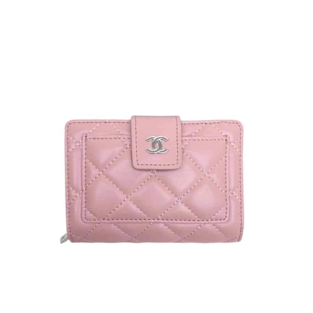 CHANEL CC LEATHER WALLET PINK 13.5CM