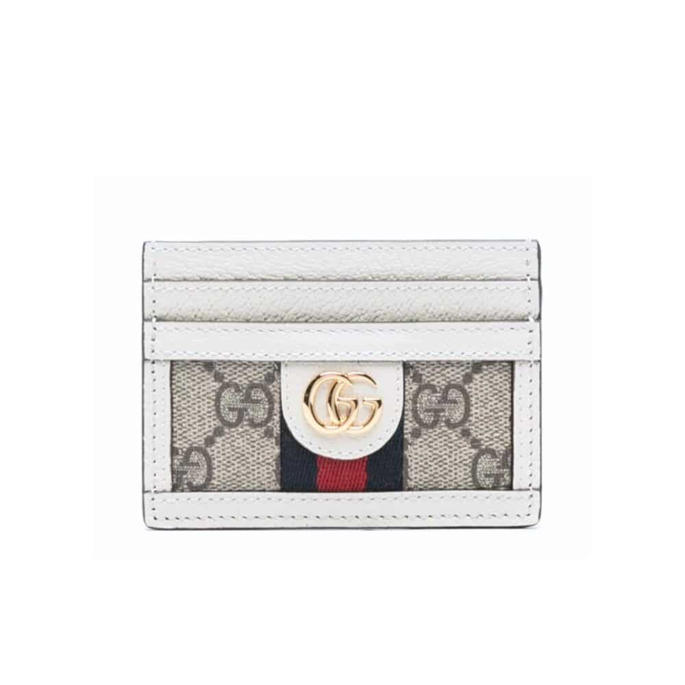 GUCCI OPHIDIA CARD CASE WHITE 9CM