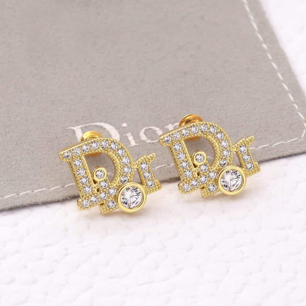 Alternative view of DIOR STUD EARRINGS WITH CRYSTAL IN GOLD