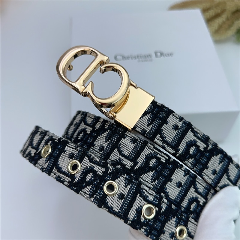 Alternative view of DIOR 30 MONTAIGNE REVERSIBLE BELT BLUE IN GOLD 20MM