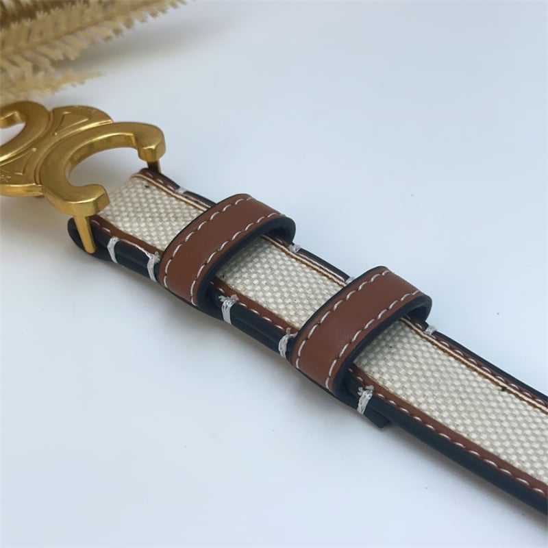 CELINE WOMEN MEDIUM TRIOMPHE BELT IN TEXTILE AND WHITE 25MM - Image 5