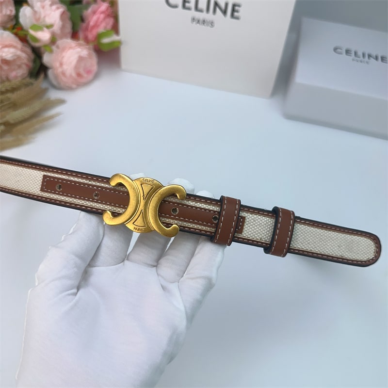 CELINE WOMEN MEDIUM TRIOMPHE BELT IN TEXTILE AND WHITE 25MM - Image 3