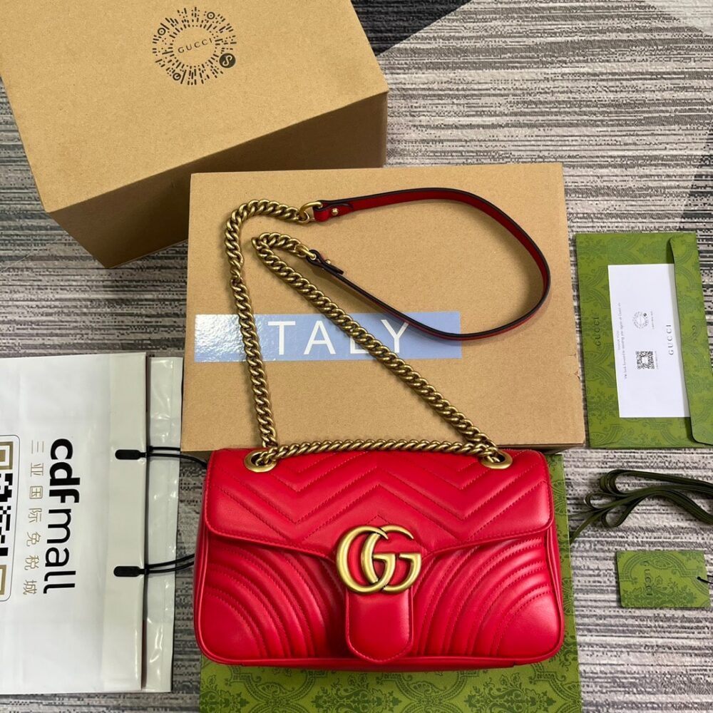 Alternative view of GIFT SET: GUCCI GG MARMONT BAG RED & BELT RED