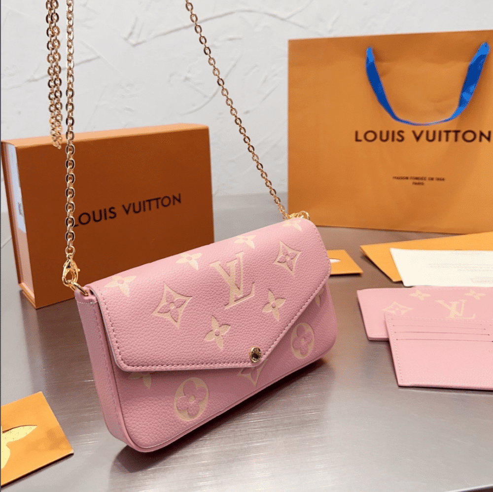 Alternative view of GIFT SET: LOUIS VUITTON FÉLICIE POCHETTE PINK & BLOSSOM DOUBLE STAR NECKLACE