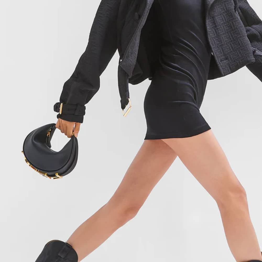 FENDI FENDIGRAPHY MINI LEATHER BAG BLACK 20CM 8BS081A5DYF1HEJ - Image 3