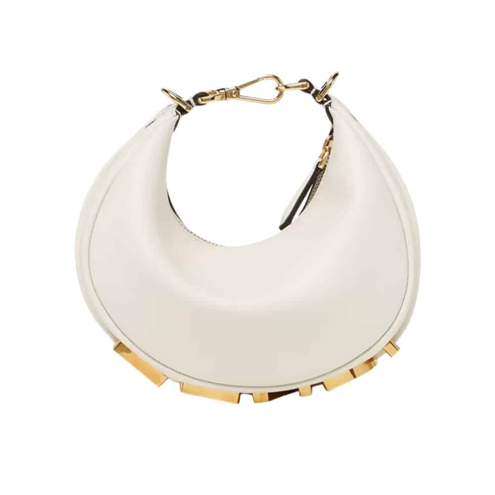 FENDI FENDIGRAPHY MINI LEATHER BAG WHITE 20CM 8BS081A5DYF1HEL