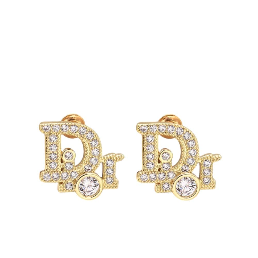 DIOR STUD EARRINGS WITH CRYSTAL IN GOLD