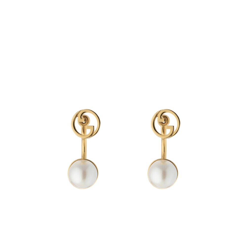 GUCCI BLONDIE RESIN PEARL EARRINGS IN GOLD 797497 JCF27 8062