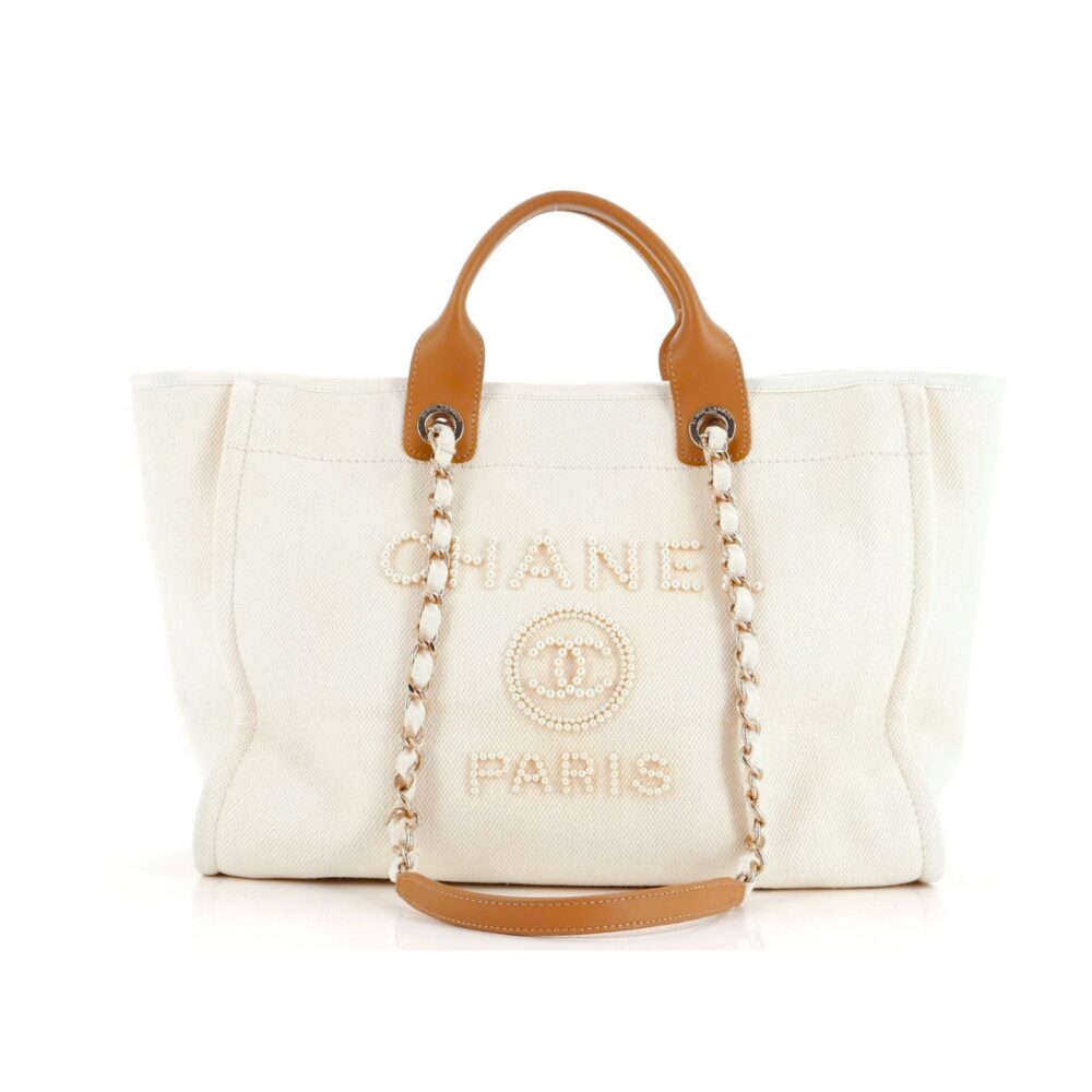 CHANEL CC CANVAS PEARL DEAUVILLE WHITE 48CM