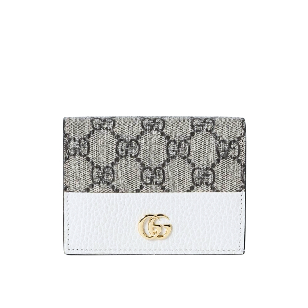 GUCCI BI COLOR GG MARMONT SMALL WALLET BEIGE AND WHITE 11CM 658610 17WAG 9096