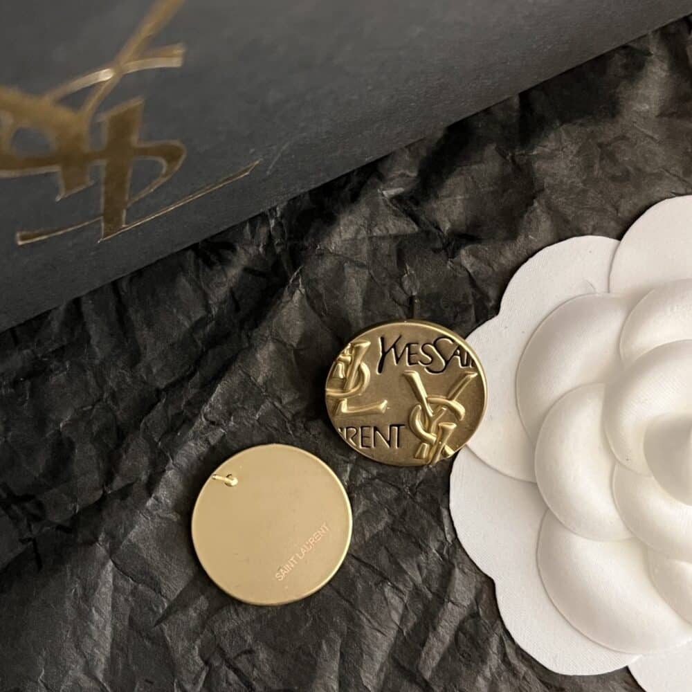 SAINT LAURENT YSL ROUND EARRINGS GOLD - Image 5
