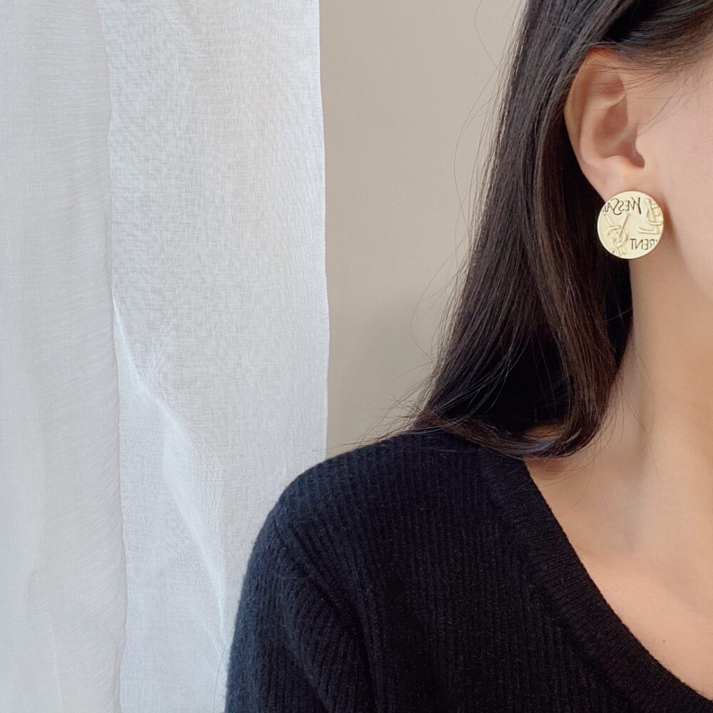SAINT LAURENT YSL ROUND EARRINGS GOLD - Image 7