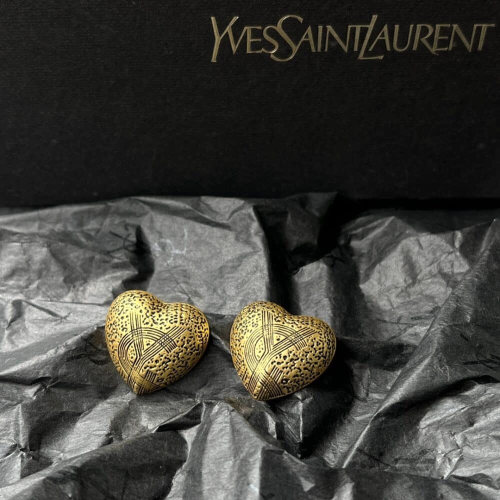 SAINT LAURENT YSL HEART EARRINGS GOLD - Image 4