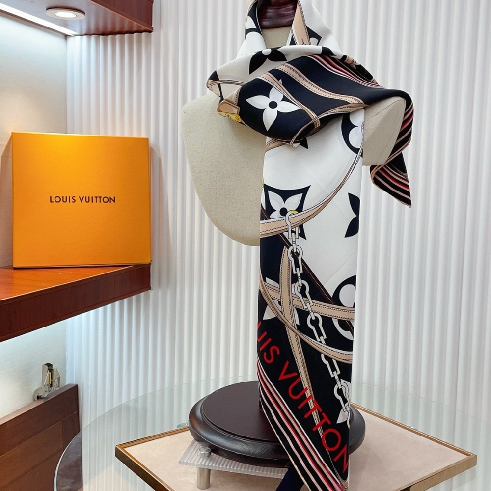 Alternative view of LOUIS VUITTON ULTIMATE MONOGRAM SCARF IN BLACK 90CM M76649