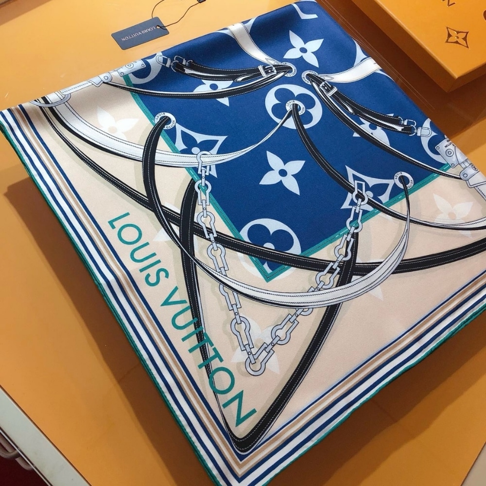 Alternative view of LOUIS VUITTON ULTIMATE MONOGRAM SCARF IN MARINE BLUE 90CM M77776