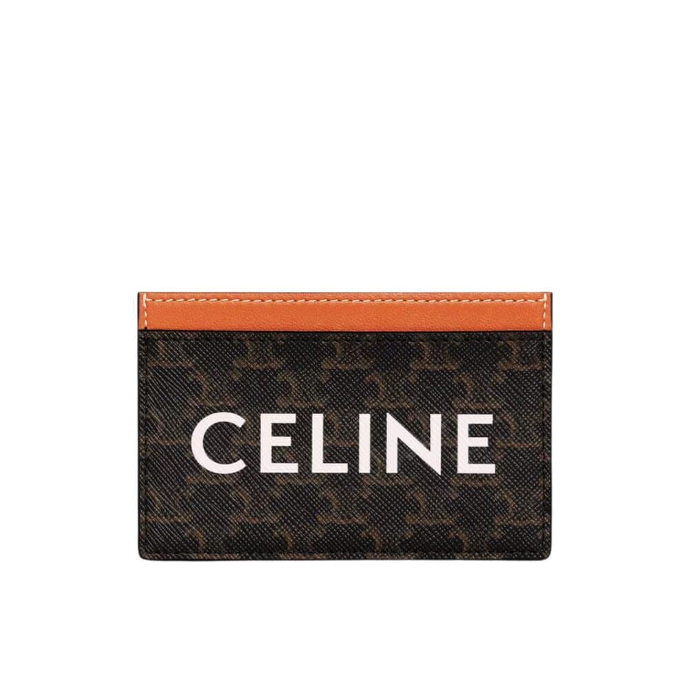 CELINE CARD HOLDER IN TRIOMPHE CANVAS WITH CELINE PRINT TAN 10CM 10B702CLY 04LU