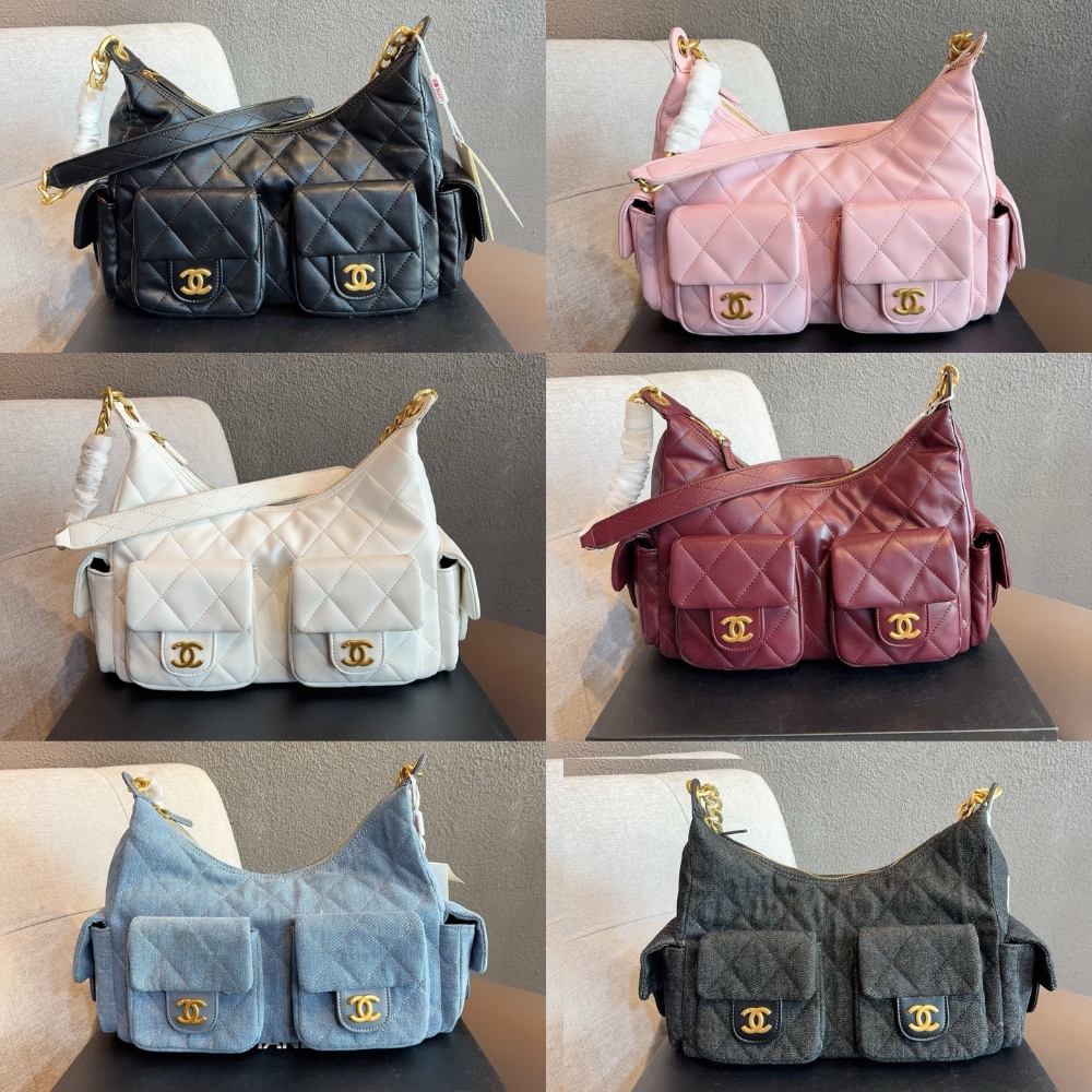 Chanel Large Hobo Bag Gold Tone Metal Black 31Cm - Image 8