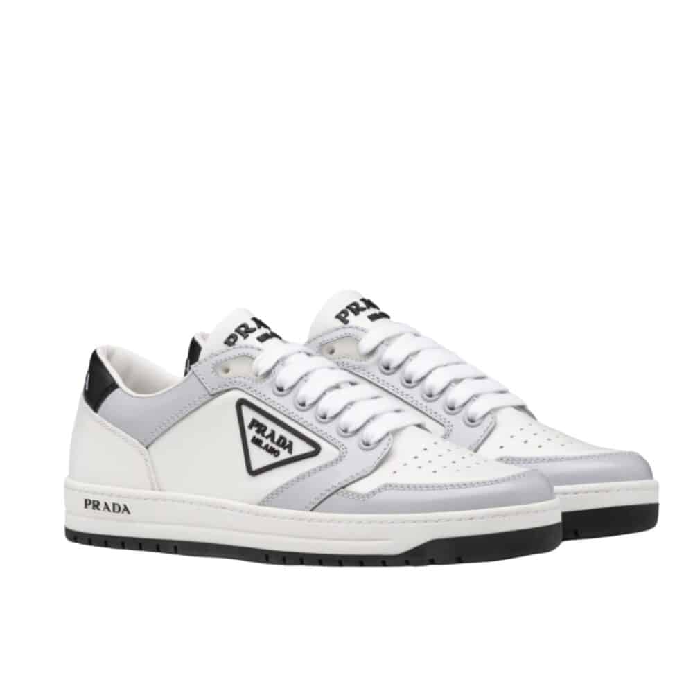 PRADA DISTRICT LEATHER SNEAKERS WHITE GREY 1E790M 3LJ6 F0A4C F 030