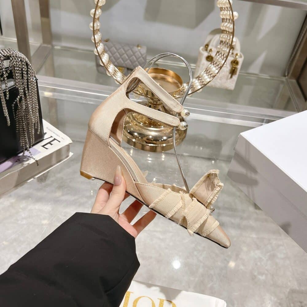 Alternative view of DIOR ADIORABLE WEDGE PUMP BEIGE