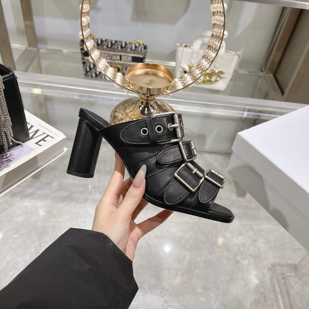 Alternative view of DIOR PUNK HEELED SLIDE LEATHER BLACK KCO176CFY S900