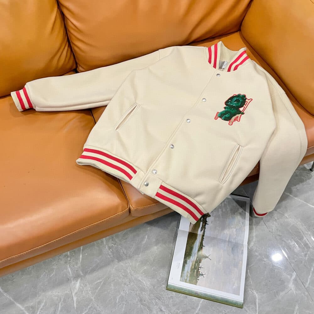 Alternative view of DIOR OTANI WORKSHOP VARSITY JACKET BEIGE AND RED