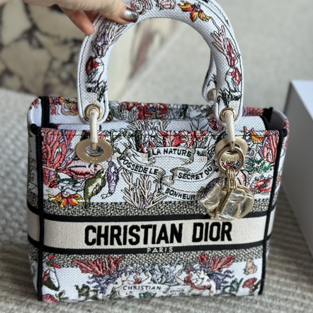 Alternative view of DIOR LADY D LITE BAG CABINET DE LA MER MOTIF WHITE 24CM M0565OEDS M941