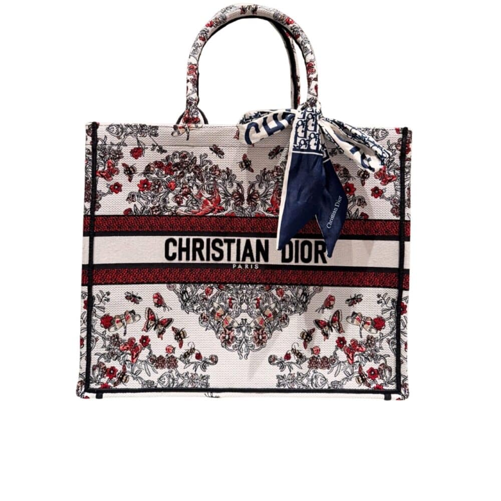 DIOR DIORAMOUR BOOK TOTE EMBROIDERY HEART MOTIF WHITE 42CM M1296ZEEI M941