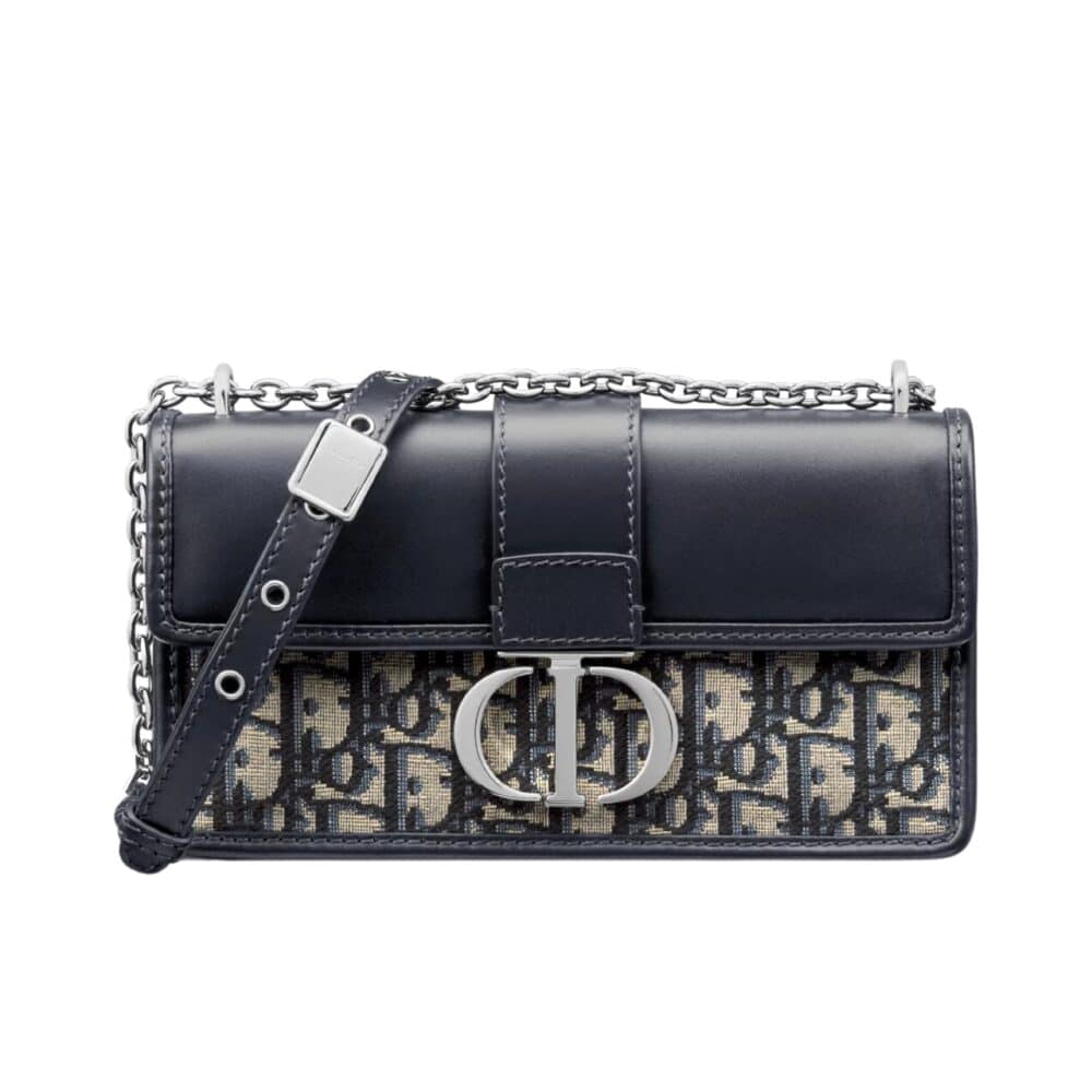 DIOR 30 MONTAIGNE EAST WEST BAG WITH SILVER CHAIN BLUE 21CM M9334PDDS M928