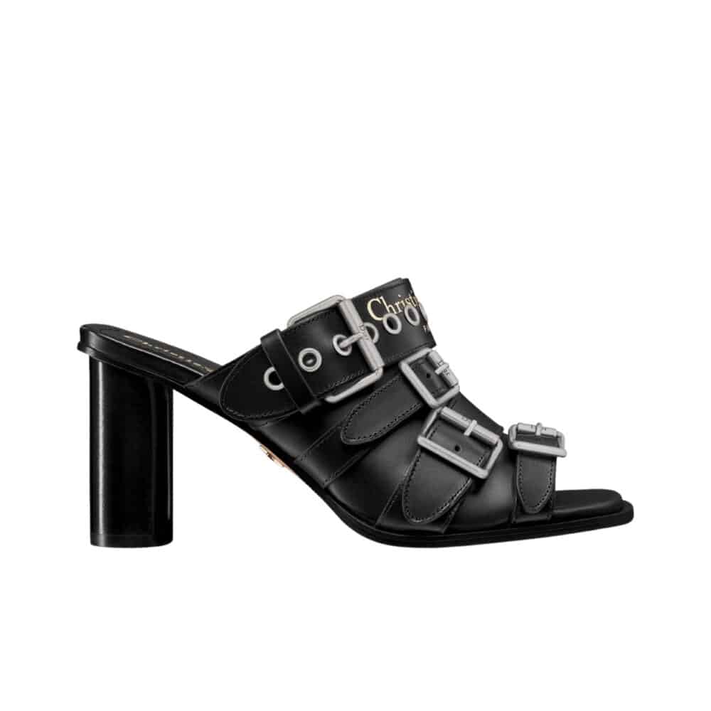 DIOR PUNK HEELED SLIDE LEATHER BLACK KCO176CFY S900