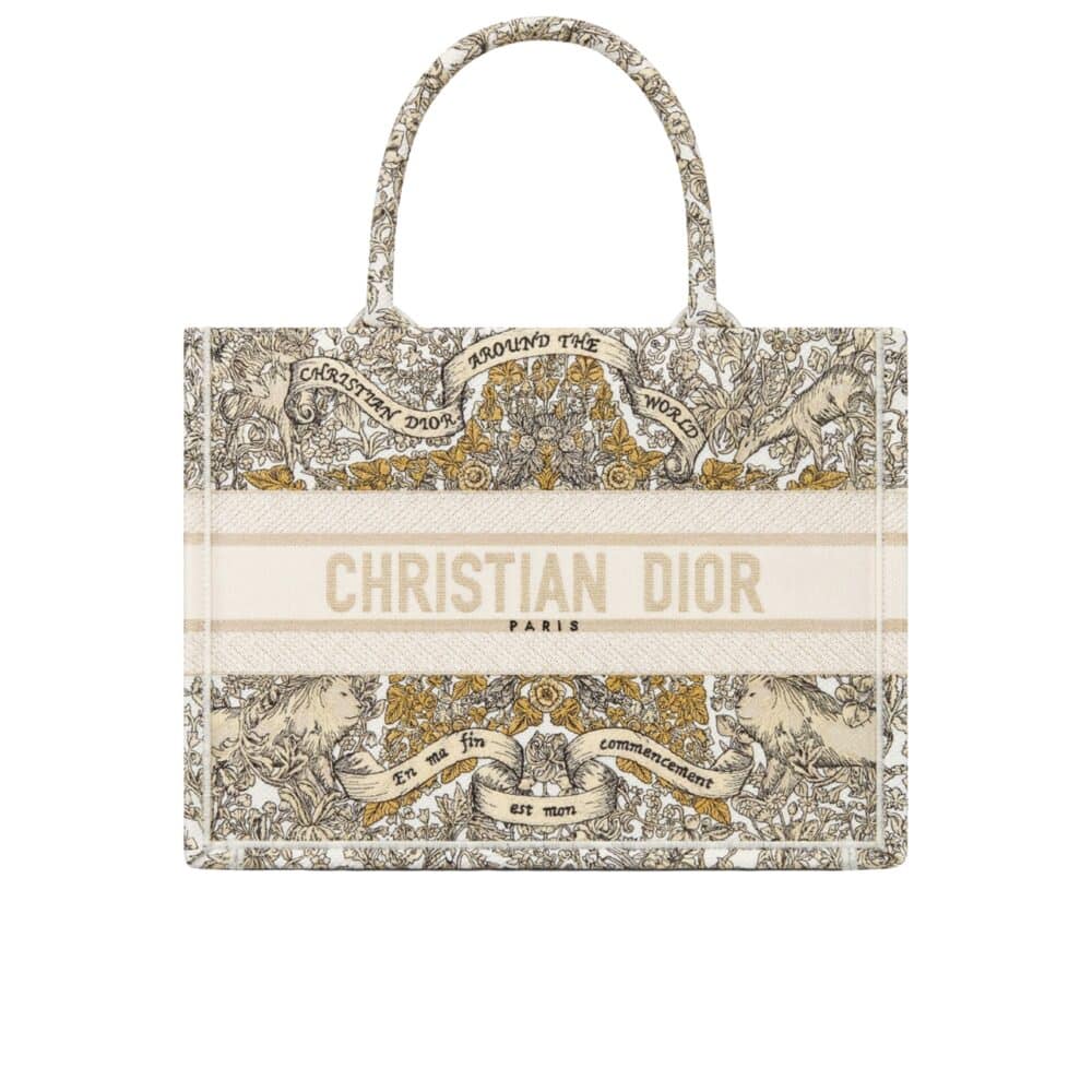 DIOR MEDIUM BOOK TOTE AROUND THE WORLD MOTIF WHITE 36CM