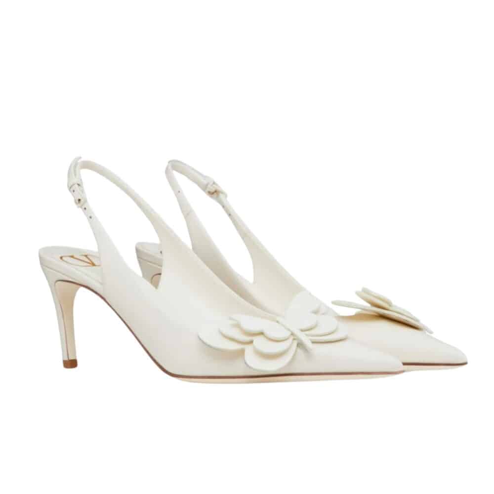 VALENTINO GARAVANI PAPIER PHALÈNE SLINGBACK PUMPS WHITE