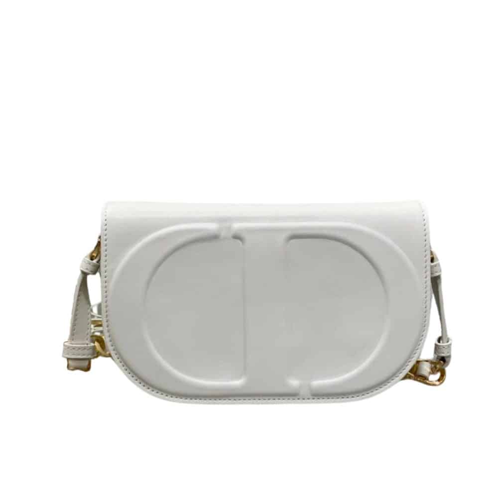 DIOR CD SIGNATURE BAG WITH STRAP WHITE CD EMBOSSED BOX 21CM