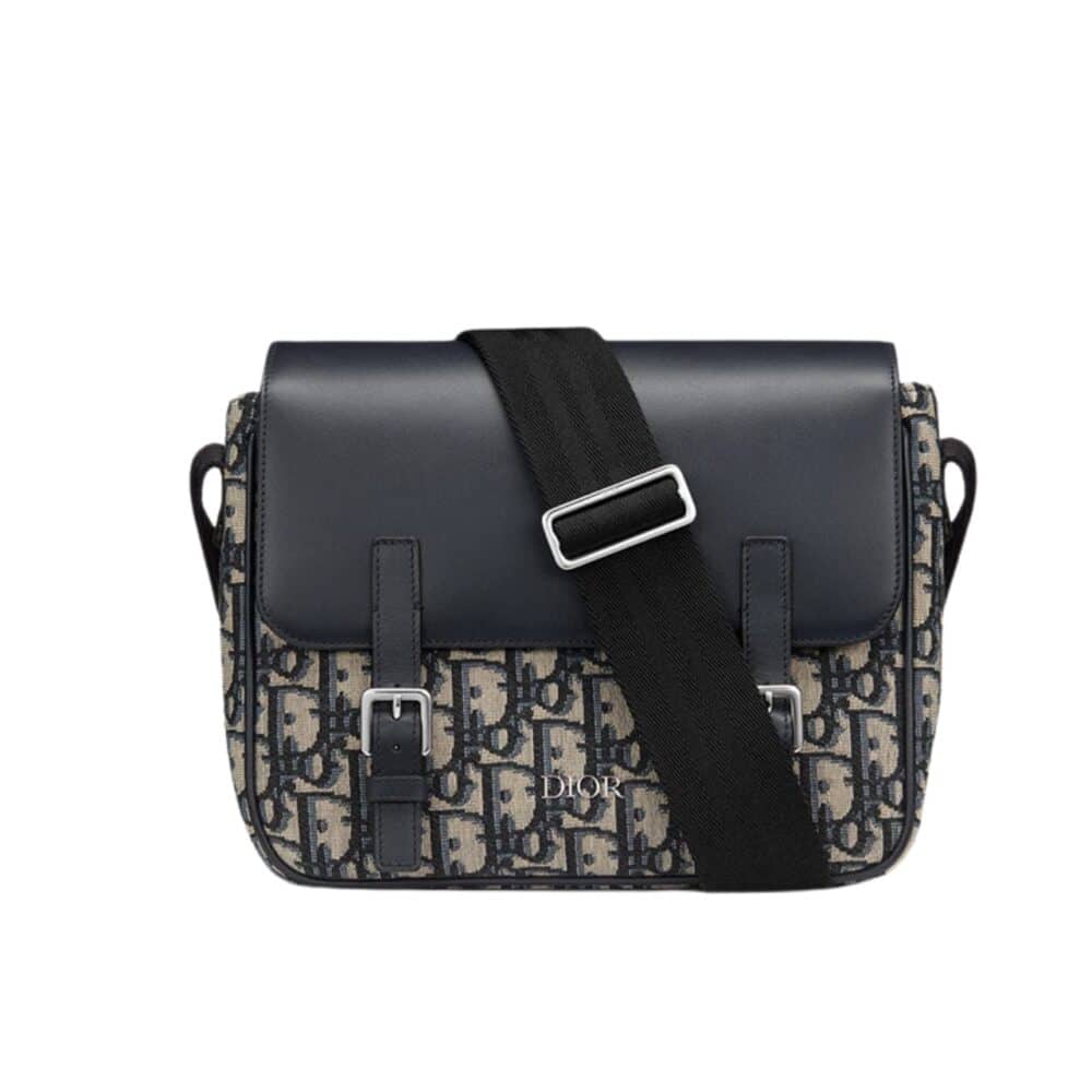 DIOR KIDS MESSENGER BAG BEIGE AND BLACK DIOR OBLIQUE JACQUARD 23CM M9994PTVY M928