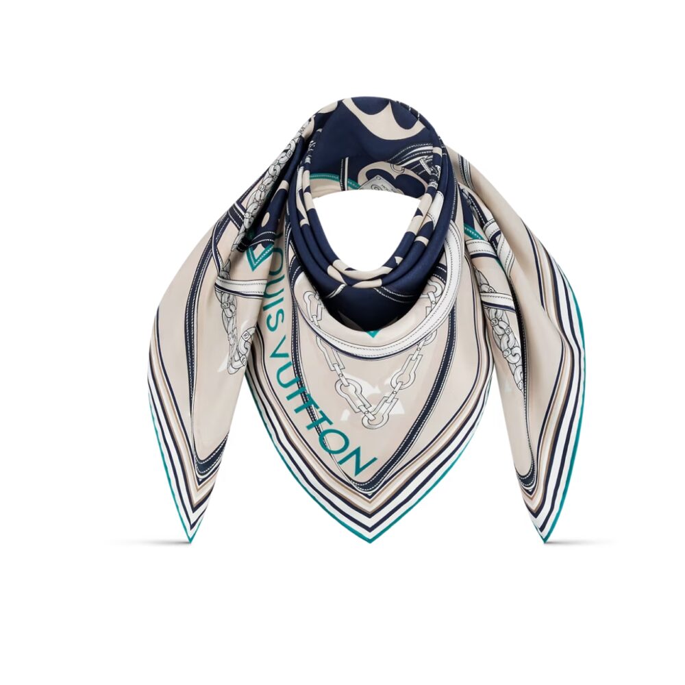LOUIS VUITTON ULTIMATE MONOGRAM SCARF IN MARINE BLUE 90CM M77776