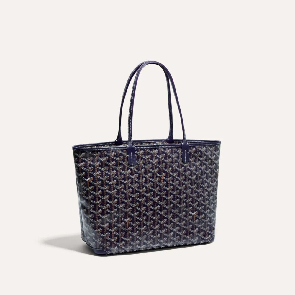 GOYARD ARTOIS PM BAG IN GOYARDINE CANVAS AND CHEVROCHES NAVY 30CM