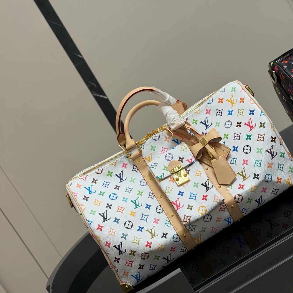Alternative view of Louis Vuitton X Takashi Murakami Keepall Bandoulière 45 Bag Multicolore Blanc 45Cm M13742