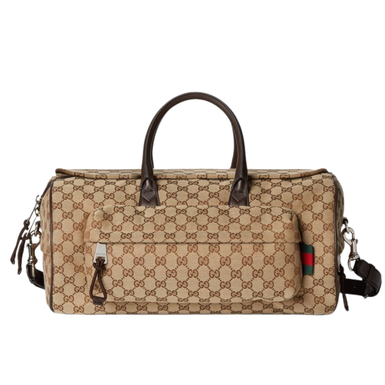 GUCCI MEDIUM GG DUFFLE BAG BEIGE AND DARK BROWN 45CM 800185 FADUJ 9854