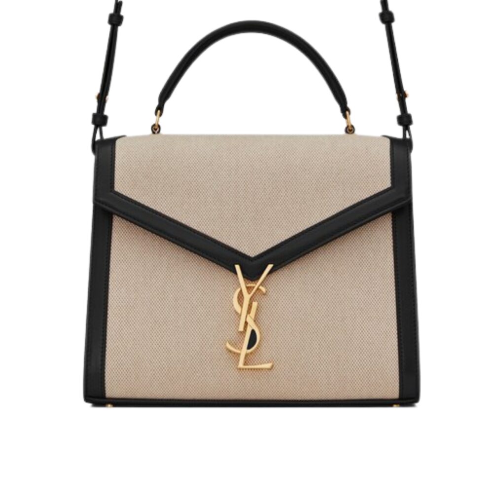 SAINT LAURENT CASSANDRA MEDIUM TOP HANDLE BAG IN CANVAS 25CM
