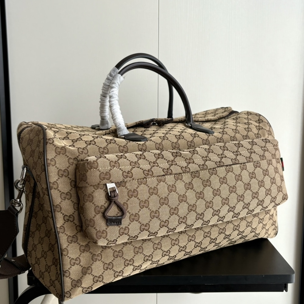 GUCCI MEDIUM GG DUFFLE BAG BEIGE AND DARK BROWN 45CM 800185 FADUJ 9854 - Image 3