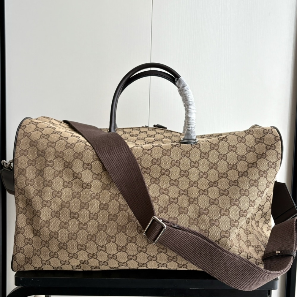 GUCCI MEDIUM GG DUFFLE BAG BEIGE AND DARK BROWN 45CM 800185 FADUJ 9854 - Image 4