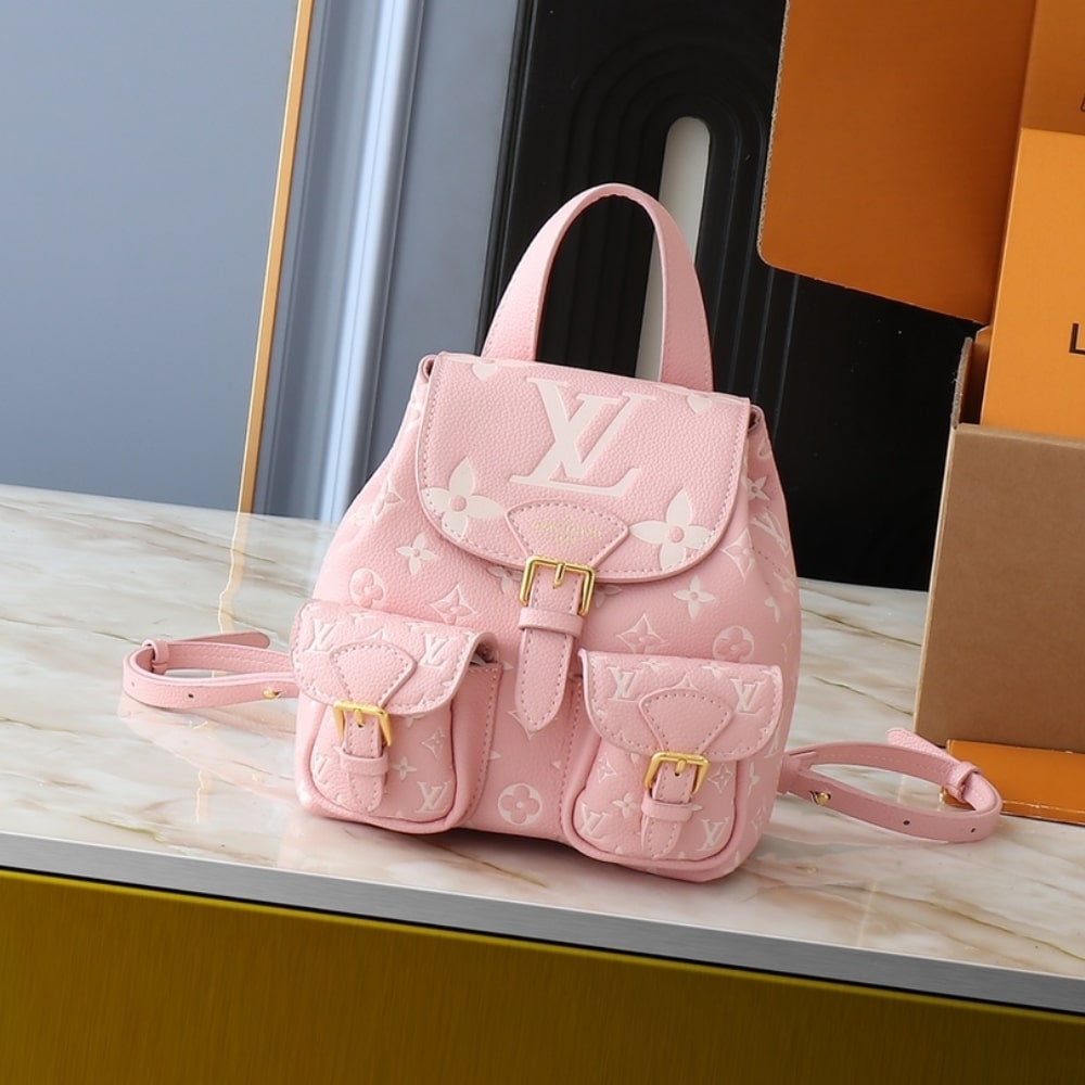 Alternative view of LOUIS VUITTON BACKUP BICOLOR MONOGRAM EMPREINTE LEATHER PINK AND BEIGE 20CM M12987