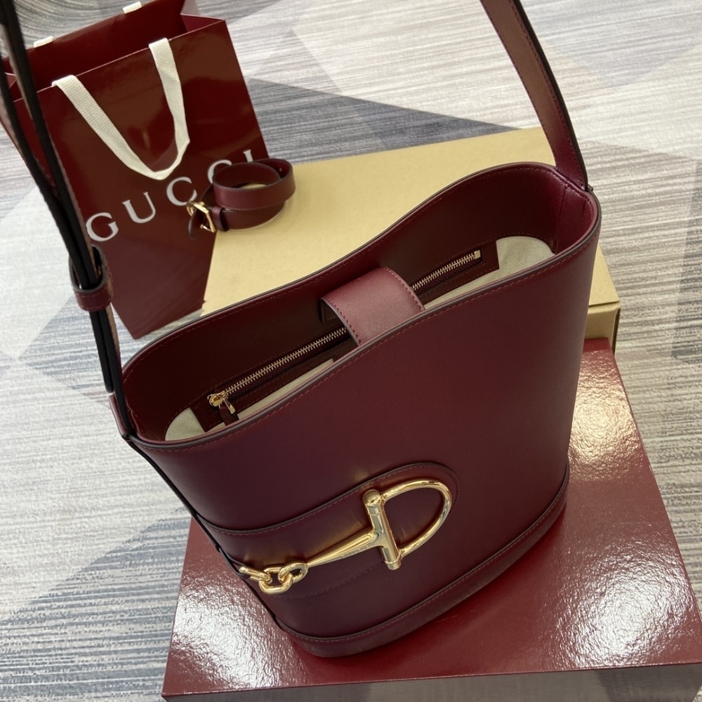 GUCCI 73 SMALL BUCKET BAG ROSSO ANCORA RED LEATHER 20CM 833665 AAEC2 6207 - Image 8