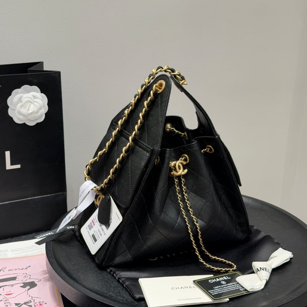 Alternative view of Chanel 25 Small Handbag Grained And Gold Tone Metal Black 26cm AS5293 B20304 94305
