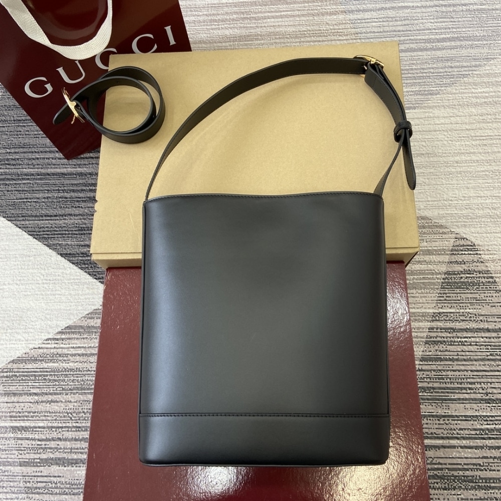 GUCCI 73 SMALL BUCKET BAG BLACK SMOOTH LEATHER 20CM 833660 AAEC2 1000 - Image 10
