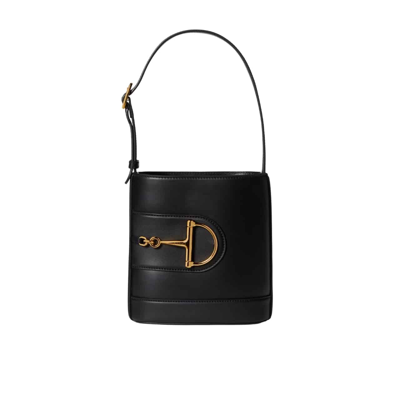 GUCCI 73 SMALL BUCKET BAG BLACK SMOOTH LEATHER 20CM 833660 AAEC2 1000