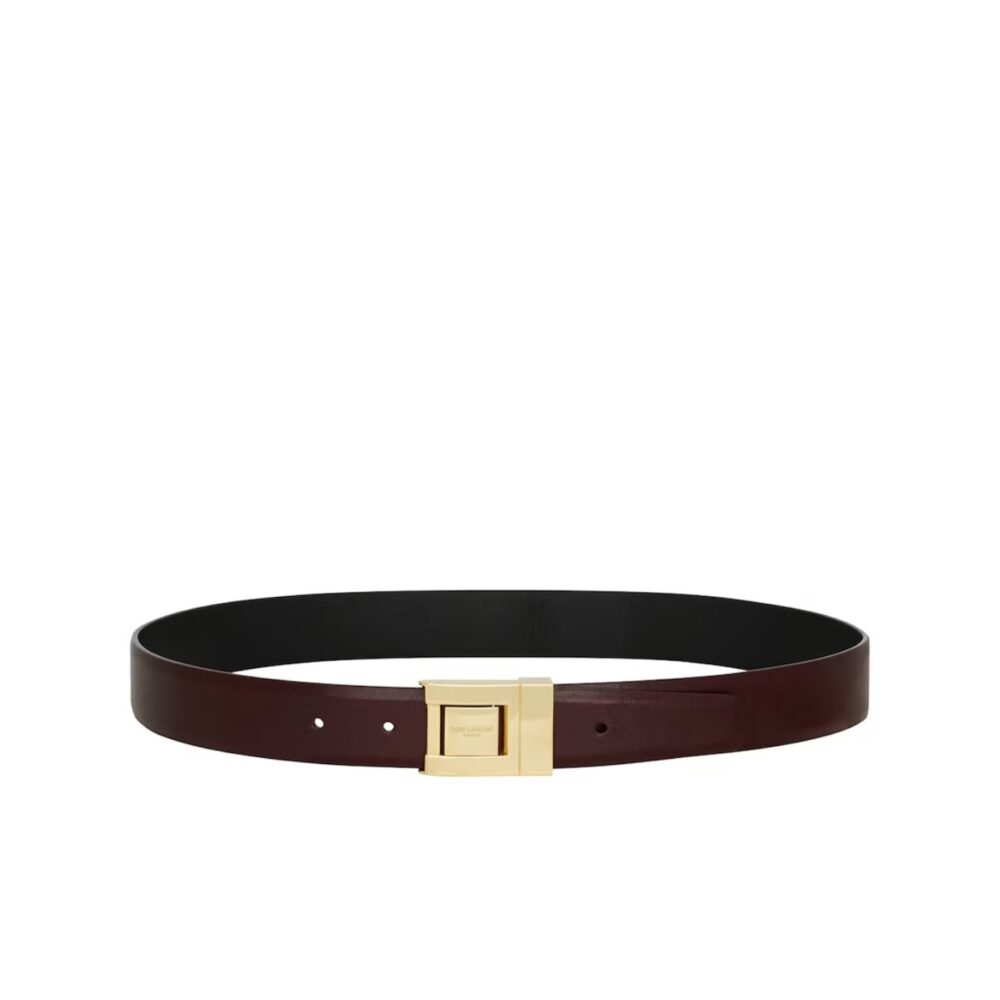 SAINT LAURENT LA 76 BELT IN SMOOTH LEATHER HOT WINE 658517AADVP6195