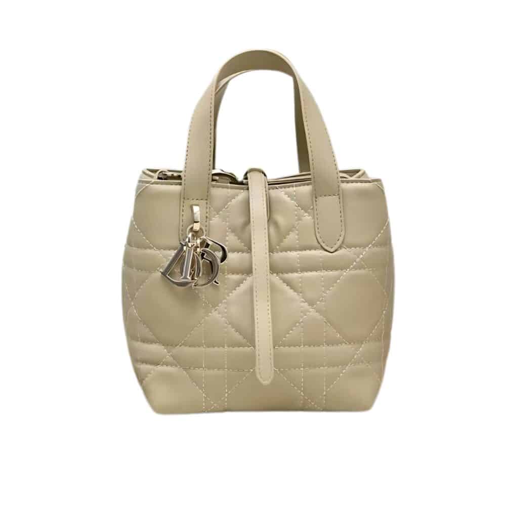 DIOR MEDIUM TOUJOURS BAG POWDER BEIGE MACROCANNAGE 23CM