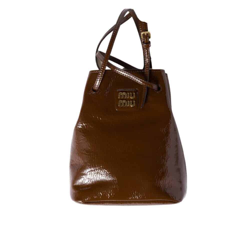 MIUMIU NAPLAK PATENT POUCH PALISANDER 15CM 5NF460 ADNT F0BW5
